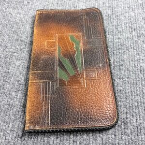 Vintage Art Deco Embossed Lambskin Leather Wallet J.K. Wheeler Machinery Co.